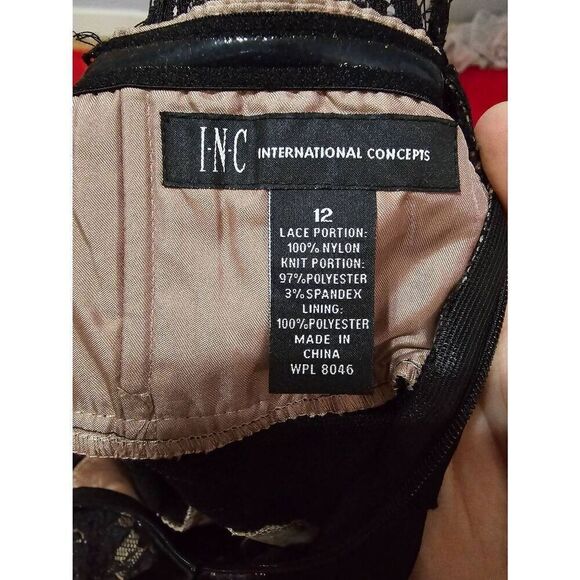 INC International Concepts Eyelash Lace and Satin Strapless Dress - Picture 6 of 6